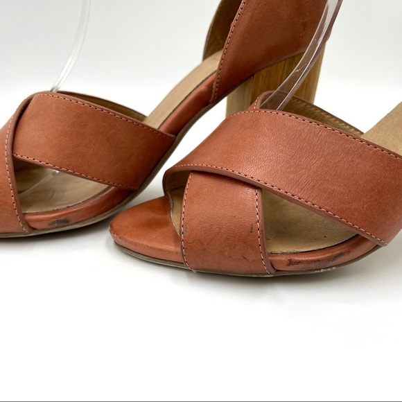 RAYE Leather Lily Wood Heel Ankle Wrap Sandals 7 - Picture 8 of 8